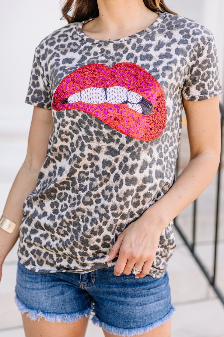 Leopard Graphic T Shirt- Only Small